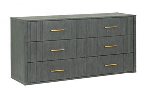 Homeroots 63" Dark Grey Solid And Manufactured Wood Six Drawer Dresser  Solid And Manufactured Wood 490825