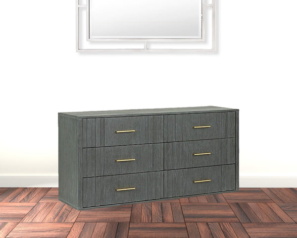 Homeroots 63" Dark Grey Solid And Manufactured Wood Six Drawer Dresser  Solid And Manufactured Wood 490825