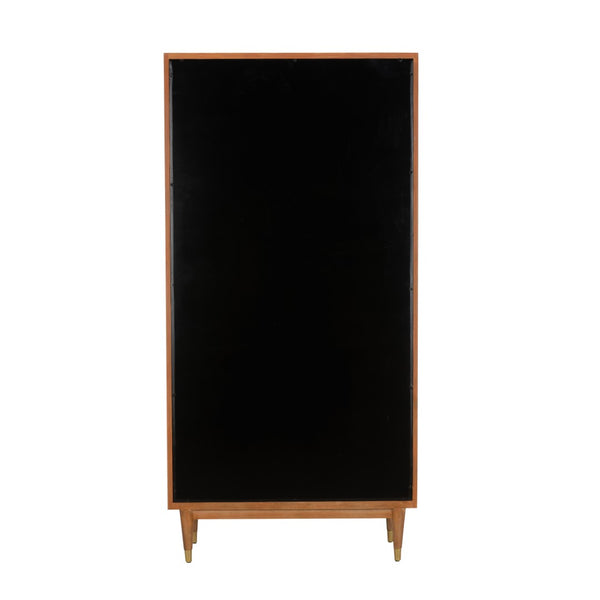 Wildwood Panama Etagere With Raffia-Backed Shelves, Walnut Finish, Brass-Drawer Storage For Stylish Display 490826