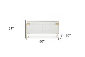 Homeroots 60" Gold And White Solid And Manufactured Wood Six Drawer Double Dresser  Solid And Manufactured Wood 490827
