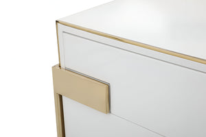 Homeroots 60" Gold And White Solid And Manufactured Wood Six Drawer Double Dresser  Solid And Manufactured Wood 490827