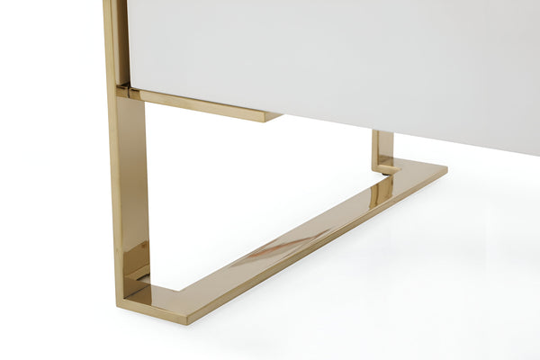 Homeroots 60" Gold And White Solid And Manufactured Wood Six Drawer Double Dresser  Solid And Manufactured Wood 490827