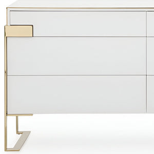 Homeroots 60" Gold And White Solid And Manufactured Wood Six Drawer Double Dresser  Solid And Manufactured Wood 490827