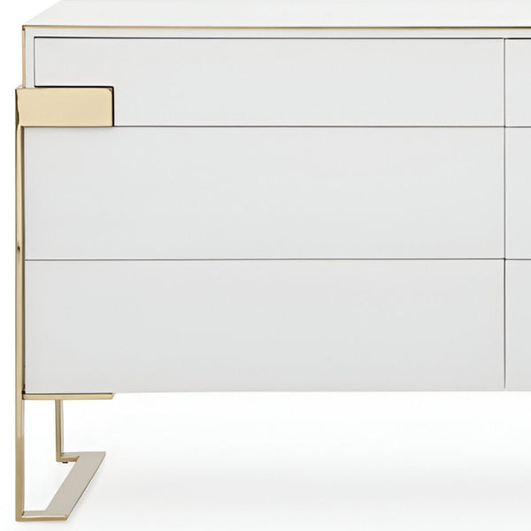 Homeroots 60" Gold And White Solid And Manufactured Wood Six Drawer Double Dresser  Solid And Manufactured Wood 490827