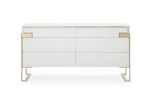 Homeroots 60" Gold And White Solid And Manufactured Wood Six Drawer Double Dresser  Solid And Manufactured Wood 490827