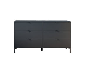 Homeroots 59" Black Charcoal Six Drawer Double Dresser  Manufactured Wood 490830