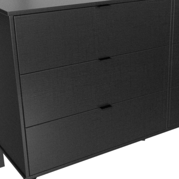 Homeroots 59" Black Charcoal Six Drawer Double Dresser  Manufactured Wood 490830