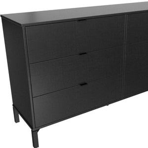 Homeroots 59" Black Charcoal Six Drawer Double Dresser  Manufactured Wood 490830