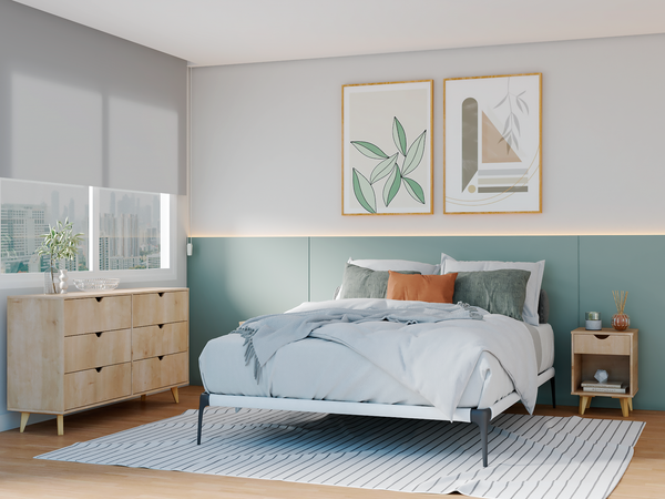 Homeroots 59" Natural Scoop Handle Six Drawer Double Dresser  Manufactured Wood 490831