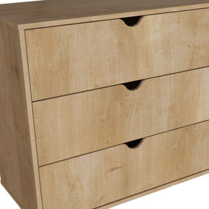 Homeroots 59" Natural Scoop Handle Six Drawer Double Dresser  Manufactured Wood 490831