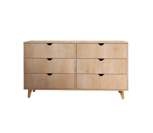 Homeroots 59" Natural Scoop Handle Six Drawer Double Dresser  Manufactured Wood 490831