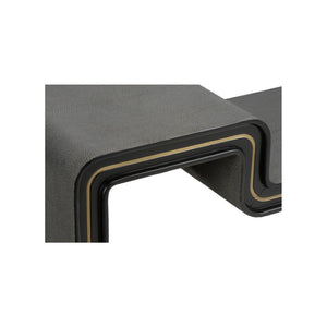 Wildwood Ottawa Sculptural Console Table With Faux Shagreen & Gold Greek Key Accents — Slim 58.5"W Statement Piece 490833