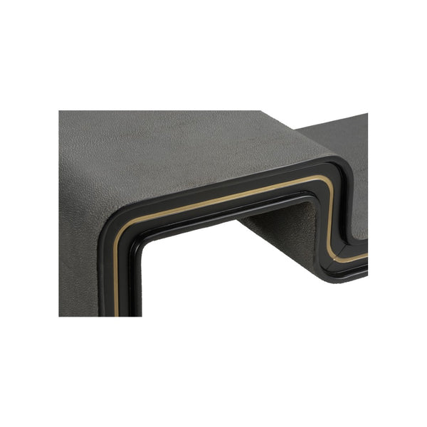Wildwood Ottawa Sculptural Console Table With Faux Shagreen & Gold Greek Key Accents — Slim 58.5"W Statement Piece 490833