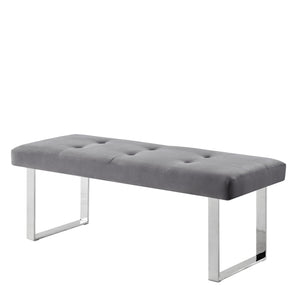 Homeroots 48" Gray And Silver Upholstered Velvet Bench Grey,Velvet Manufactured Wood 490834