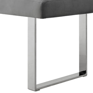 Homeroots 48" Gray And Silver Upholstered Velvet Bench Grey,Velvet Manufactured Wood 490834