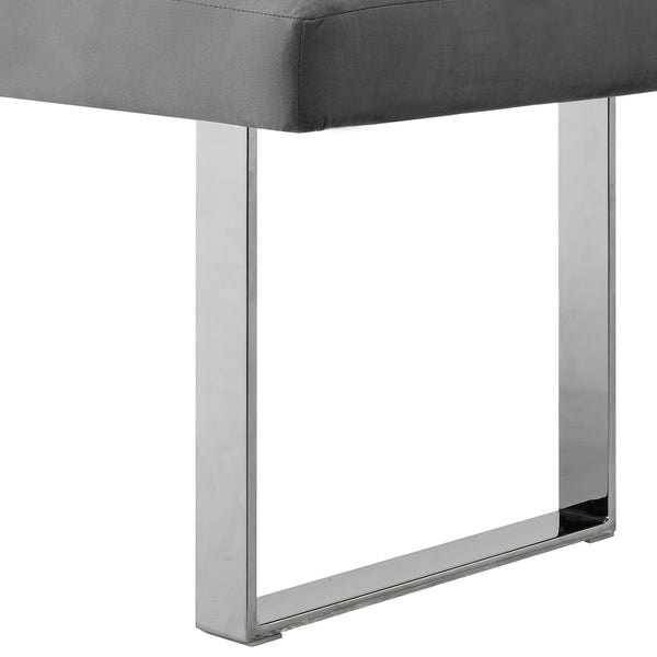 Homeroots 48" Gray And Silver Upholstered Velvet Bench Grey,Velvet Manufactured Wood 490834