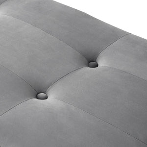 Homeroots 48" Gray And Silver Upholstered Velvet Bench Grey,Velvet Manufactured Wood 490834