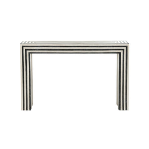 Wildwood Positano Console Table With Tessellated Black & White Stone Stripes, Sleek Cathedral-Inspired Entryway Statement 490836