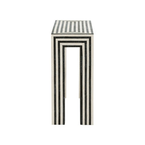 Wildwood Positano Console Table With Tessellated Black & White Stone Stripes, Sleek Cathedral-Inspired Entryway Statement 490836