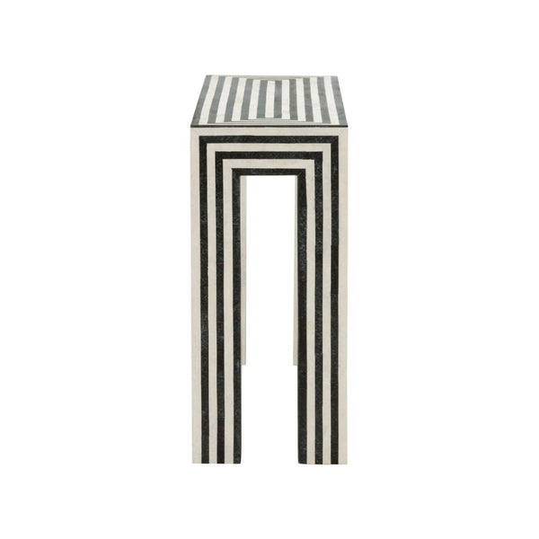 Wildwood Positano Console Table With Tessellated Black & White Stone Stripes, Sleek Cathedral-Inspired Entryway Statement 490836