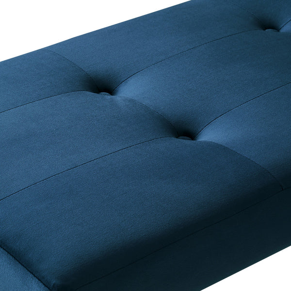 Homeroots 48" Navy Blue And Gold Upholstered Velvet Bench Navy,Gold,Velvet Manufactured Wood 490836