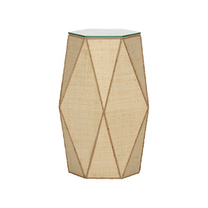 Wildwood Gabriel Hexagon Drinks Table With Grasscloth Top And Jute-Wrapped Edge — Coastal Modern Accent 490837