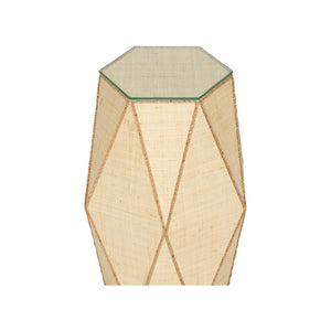 Wildwood Gabriel Hexagon Drinks Table With Grasscloth Top And Jute-Wrapped Edge — Coastal Modern Accent 490837