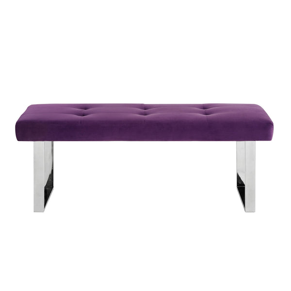 Homeroots 48" Purple And Silver Upholstered Velvet Bench Purple,Velvet Manufactured Wood 490837