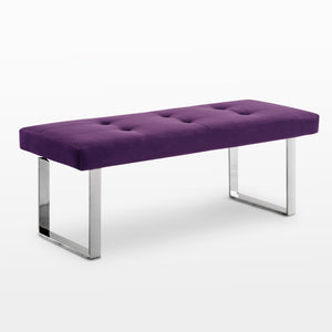 Homeroots 48" Purple And Silver Upholstered Velvet Bench Purple,Velvet Manufactured Wood 490837