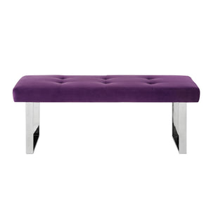 Homeroots 48" Purple And Silver Upholstered Velvet Bench Purple,Velvet Manufactured Wood 490837