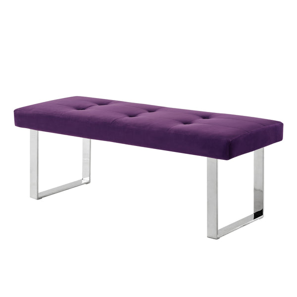 Homeroots 48" Purple And Silver Upholstered Velvet Bench Purple,Velvet Manufactured Wood 490837
