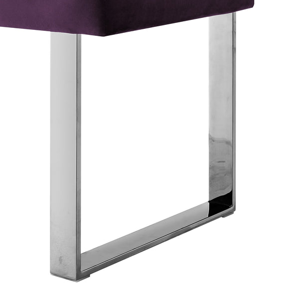 Homeroots 48" Purple And Silver Upholstered Velvet Bench Purple,Velvet Manufactured Wood 490837