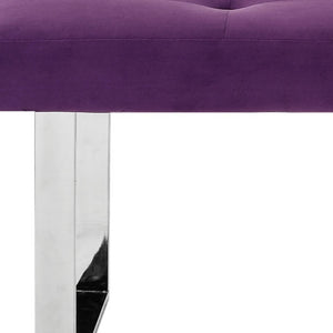 Homeroots 48" Purple And Silver Upholstered Velvet Bench Purple,Velvet Manufactured Wood 490837