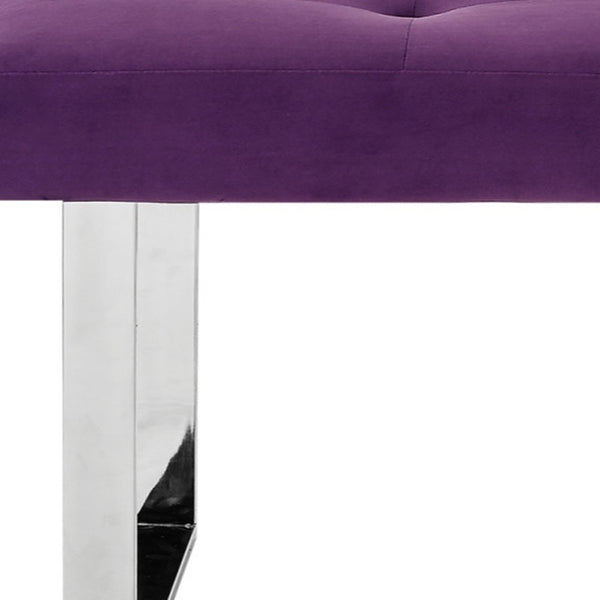 Homeroots 48" Purple And Silver Upholstered Velvet Bench Purple,Velvet Manufactured Wood 490837