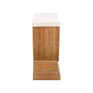 Wildwood Bay Curved Console Table With Pencil Reed Texture And Stone Top — Slim 54" Entryway Accent, Natural Finish 490838