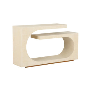 Wildwood Ocean Drive Console Table With Woven Grasscloth Veneer — Sculptural Open-Frame Entryway Accent, 54W 490839