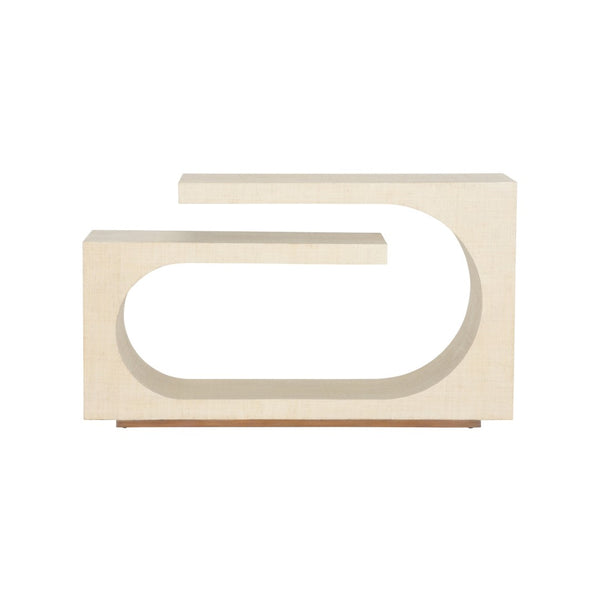 Wildwood Ocean Drive Console Table With Woven Grasscloth Veneer — Sculptural Open-Frame Entryway Accent, 54W 490839