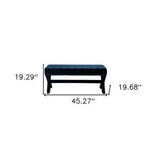 Homeroots 45" Dark Blue Upholstered Velvet Bench Navy,Velvet Manufactured Wood 490839