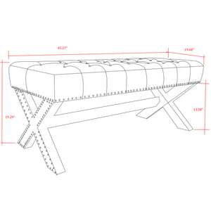 Homeroots 45" Dark Blue Upholstered Velvet Bench Navy,Velvet Manufactured Wood 490839