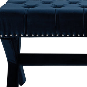 Homeroots 45" Dark Blue Upholstered Velvet Bench Navy,Velvet Manufactured Wood 490839