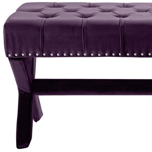 Homeroots 45" Plum And Purple Upholstered Velvet Bench Plum,Velvet Manufactured Wood 490840