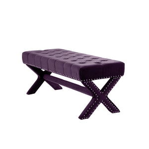 Homeroots 45" Plum And Purple Upholstered Velvet Bench Plum,Velvet Manufactured Wood 490840