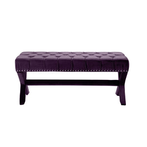Homeroots 45" Plum And Purple Upholstered Velvet Bench Plum,Velvet Manufactured Wood 490840