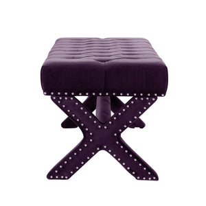 Homeroots 45" Plum And Purple Upholstered Velvet Bench Plum,Velvet Manufactured Wood 490840