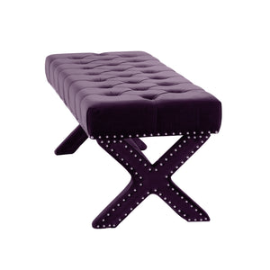 Homeroots 45" Plum And Purple Upholstered Velvet Bench Plum,Velvet Manufactured Wood 490840