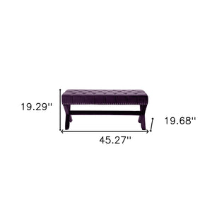 Homeroots 45" Plum And Purple Upholstered Velvet Bench Plum,Velvet Manufactured Wood 490840