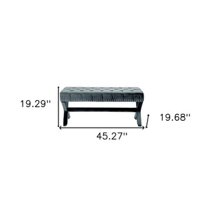 Homeroots 45" Slate Blue Upholstered Velvet Bench Slate Blue,Velvet Manufactured Wood 490841