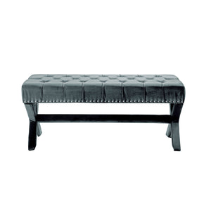 Homeroots 45" Slate Blue Upholstered Velvet Bench Slate Blue,Velvet Manufactured Wood 490841