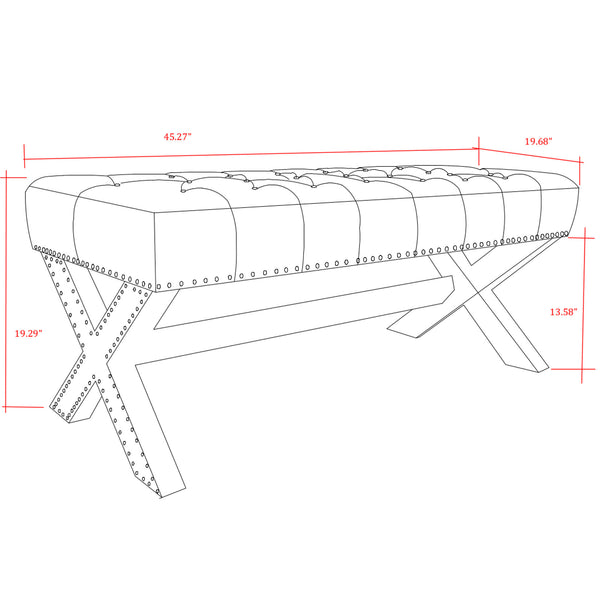 Homeroots 45" Slate Blue Upholstered Velvet Bench Slate Blue,Velvet Manufactured Wood 490841