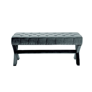Homeroots 45" Slate Blue Upholstered Velvet Bench Slate Blue,Velvet Manufactured Wood 490841